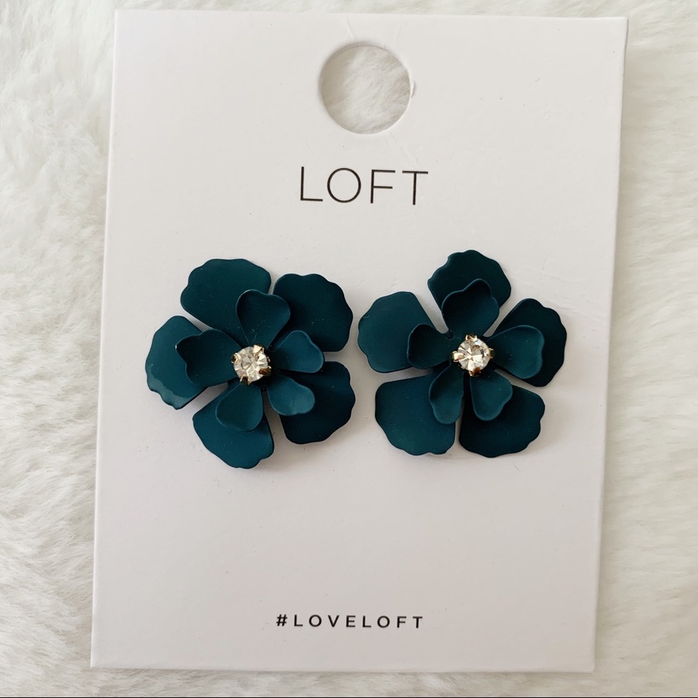 LOFT | Blossom Stud Earrings, Crisp Teal - Picture 4 of 5